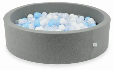 Image de Dry Grey Pool 110x30 avec 400 balles : transparent, blanc, bleu clair, bleu clair perle
