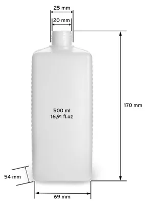 Immagine prodotto di 10 bottiglie di plastica quadrate da 500 ml in HDPE con tappi a vite colorati