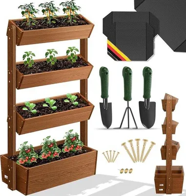 Image de Bacs à plantes marron avec système d'arrosage