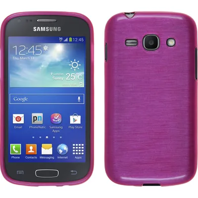 Produktbild von PhoneNatic Case kompatibel mit Samsung Galaxy Ace 3 - pink Silikon Hülle brushed + 2 Schutzfolien