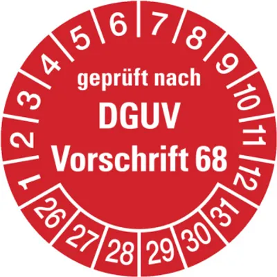 Produktbild von Dreifke® Aufkleber Prüfplaketten,  nach DGUV Vorschrift 68, rot/weiß, ...