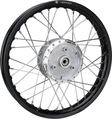 Zdjęcie produktu dla Koło szprychowe kompletne 1.60x16 cali czarne / szprychy chrom do Simson S50 S51 S53 S70 S83 KR51 Schwalbe SR4