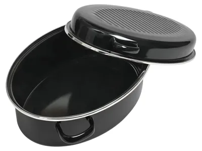 Ovale Bratpfanne 42 cm, Stahlblech, schwarz, 10 l