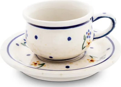 Produktbild von Original Bunzlauer Keramik 40 ml Espressotasse Mokkatasse Ø5,8 cm mit Untertasse Ø10,0 cm für 1 Espresso Design 111