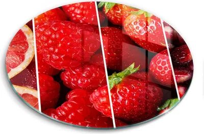 Zdjęcie produktu dla Szklana deska do krojenia - Deska kuchenna - ⌀40 cm – Szkło hartowane – Antypoślizgowa - Kolorowe Owoce