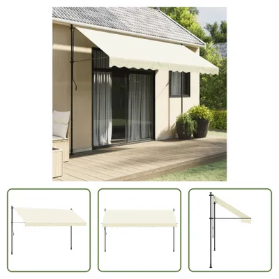 Produktbild von The Living Store Markise Einziehbar Creme 350x150 cm Stoff und Stahl