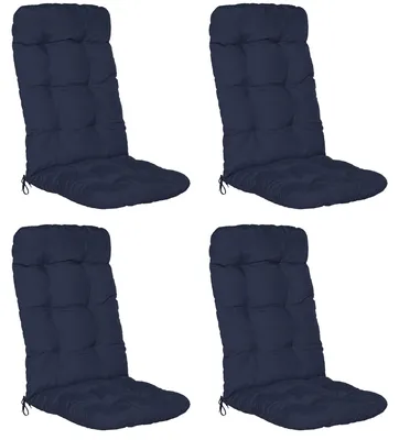 Image de Beautissu Lot de 4 coussins pour fauteuils à dossier haut Flair HL, 120 x 50 x 8 cm, bleu foncé