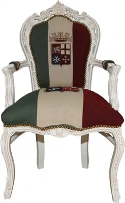 Produktbild von Casa Padrino Barock Esszimmer Stuhl mit Armlehnen Italien / Weiß - Antik Stil