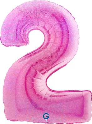 Produktbild von Riesenzahl Folienballon 40"/102cm | Holo Pink Zahl: 2