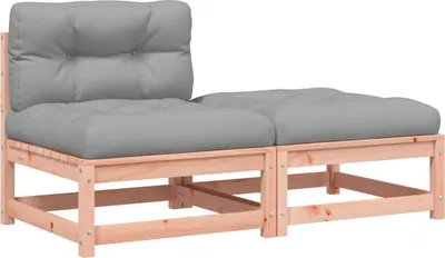Produktbild von vidaXL Gartensofa ohne Armlehnen mit Kissen und Hocker