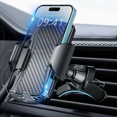 Zdjęcie produktu dla Uchwyt do telefonu samochodowy Brencco, montowany do nawiewu, z haczykiem, obrotowy o 360°, do telefonów o przekątnej 4-7 cali