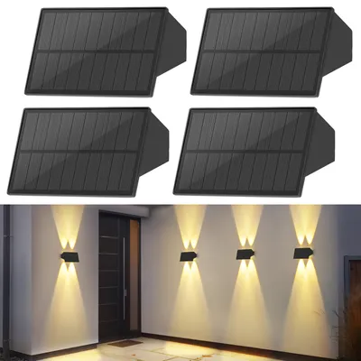 Produktbild von ZMH Solarlampen für Außen 4ER Solar Wandleuchte Aussen Wand Außenwandleuchten Aussenleuchte Warmweiß solarwandleuchten Wasserdichte Wandleuchte Up and Down solarleuchte für Zaun Terrasse Balkon