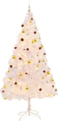 Produktbild von vidaXL Künstlicher Weihnachtsbaum mit Beleuchtung & Kugeln Weiß 210 cm