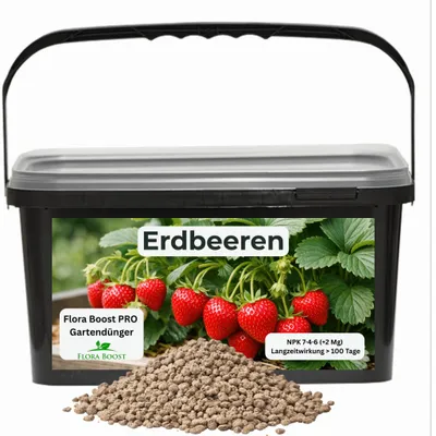 Produktbild von Flora Boost PRO Erdbeerdünger, Langzeitdünger NPK 7-4-6, 1 kg