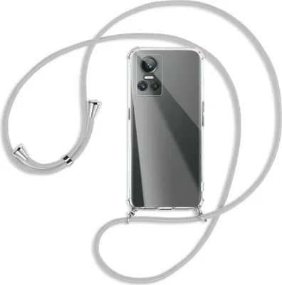 Produktbild von Handykette Backcover-Schutzhülle mit Band (Metall silberfarben) für Realme GT Neo 3 - silbergrau