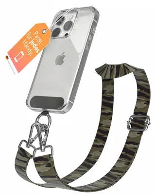 Produktbild von EAZY CASE - Handykette Universal Pad zum Umhängen, kompatibel mit jedem Handy, Kette mit Hülle, Handyband Camouflage Style in Grün