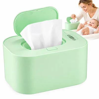 Produktbild von Feuchttuch wärmer USB, 3 Temperaturstufen 40–60 °C, Feuchttücher box mit Temperaturanzeige, Grün