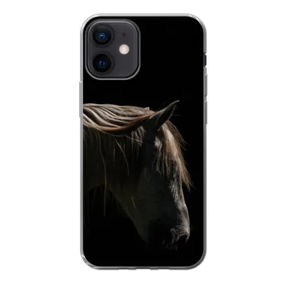 Produktbild von MuchoWow® Handyhülle Schutzhülle Hülle für iPhone 12 Pferd - Tiere - Weiß Silikon Softcase Handy Hülle - Schutzhülle