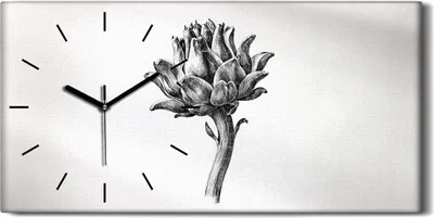 Produktbild von Dekor Leinwand Uhr Wandbilder Geräuschlos 60x30 Zeichnung Florale Blumen Kunst - schwarze Hände