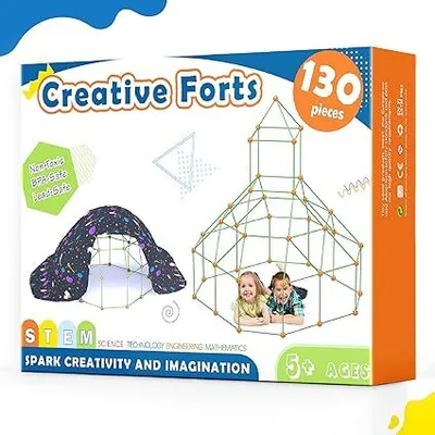 Produktbild von DIY Höhle Kinder Konstruktionsspielzeug Outdoor Spielzeug für 5+ ahre alt Junge & Mädchen - 130PCS Kreatives Bauset Für Kinder Höhle Bauen Indoor