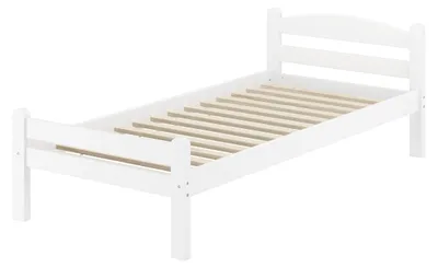 Produktbild von Weißes Einzelbett Buche massiv 90x200 Bettgestell und wählbare Ausstattung V-60.45-09WRollrost inkl.