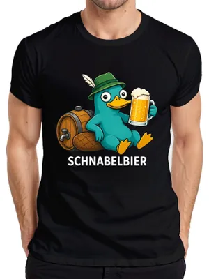 Zdjęcie produktu dla Koszulka męska, czarna, rozmiar XXL, z motywem "Schnabelbier", "Schnabeltier", "Seppelhut", "Bier Trinken", "", "JGA"