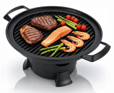 Zdjęcie produktu dla Grill hibachi, mini-grill węglowy z powłoką antyprzywierającą i palenisko bezdymne