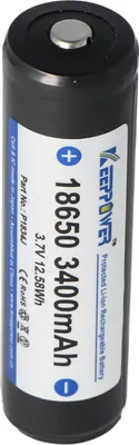 Produktbild von Keeppower 18650 Li-Ion Akku mit 3400mAh, 3,6V - 3,7V Li-Ion-Akku geschützt mit PCB 1 Stück (Button Top)