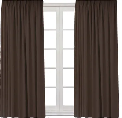 Produktbild von 2x Gardine mit Kräuselband Universalband Vorhang Gardinenband Verdunkelung Blickdicht 140 (B) x 245 (L) Dunkelbraun 2er Pack