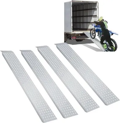 Productafbeelding van Oprijplaten, 4 stuks, 200 kg per stuk, antislip, gegalvaniseerde stalen oprijplaat, auto, grasmaaier en meer, licht, 160 cm, laadhelling voor motorfiets, personenauto's, ATV quad
