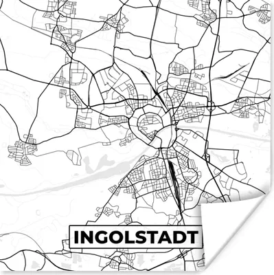 Produktbild von MuchoWow® Poster Karte - Ingolstadt - Karte - Stadtplan 100x100 cm - Babyzimmer