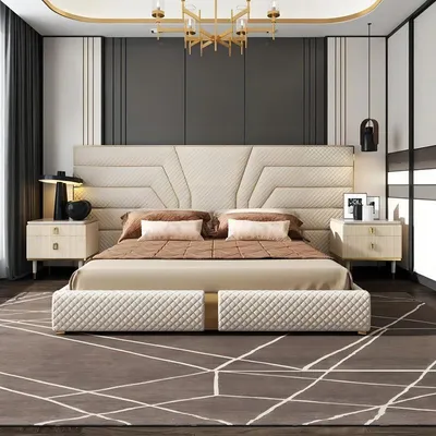 Produktbild von Designer Betten Polsterbett Metall Gold 180x200 Ehebett Doppelbett JVmoebel
