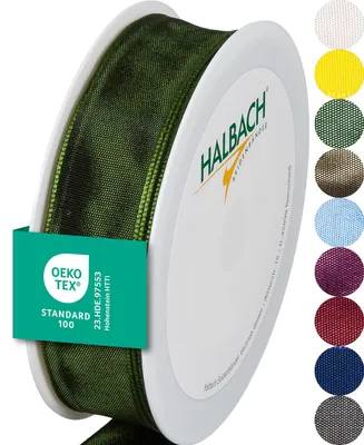 Geschenkband mit Drahtrand, 25 mm x 25 m, dunkelgrün, Öko-Tex