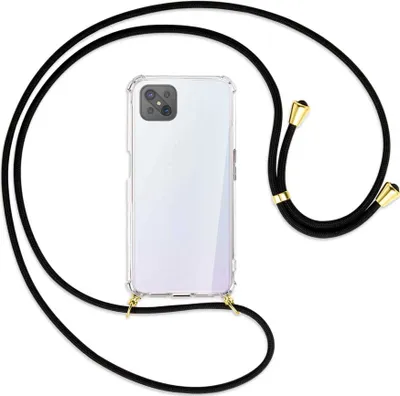 Produktbild von Handykette Backcover-Schutzhülle mit Band (Metall goldfarben) für Oppo A92S / Reno4 Z 5G - schwarz