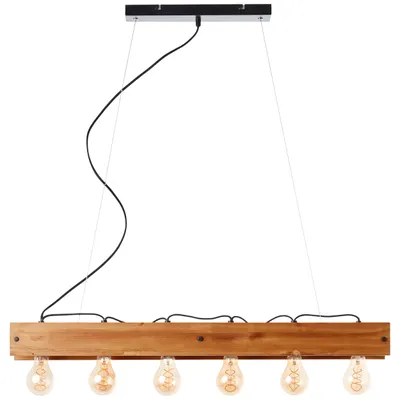 Produktbild von BRILLIANT Calandra Pendelleuchte 6flg schwarz/holzfarbend 99452/76