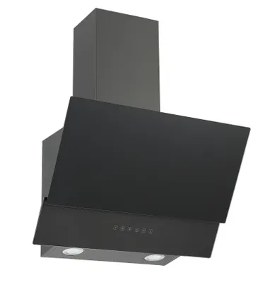 Produktbild von Respekta Schräghaube Kaya mit Glasschirm, Black Steel, Schwarz, 60 cm