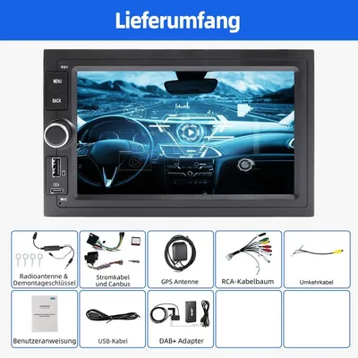 Obrázok produktu pre Autorádio 2 DIN s 7-palcovým dotykovým displejom, DAB+, GPS navigáciou, určené pre modely VW Polo 9N, Golf 4, Passat B5, T5, s operačným systémom Android 15, podporou Carplay, Android Auto, Bluetooth 64GB 4+64G-DAB