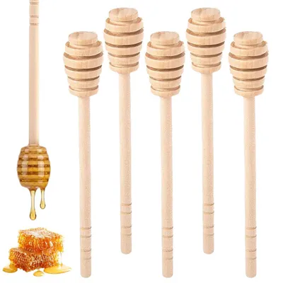 Holz-Honiglöffel, 6 Stück, 15,2 cm, braun, für Tee & Kaffee
