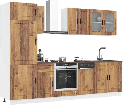 Produktbild von Hochwertig 8-tlg. Küchenschrank-Set Kalmar Altholz-Optik Holzwerkstoff 3314819