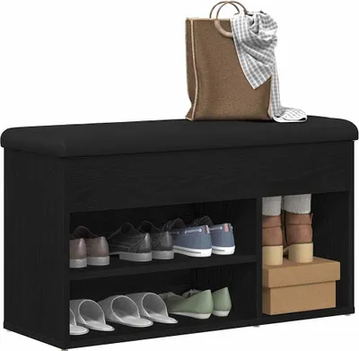 Produktbild von "Sonderangebot" Schuhbank/Flurbank(1 pcs）CLORIS - Bettbank - Sitzbank - mit Regal Schwarz 80x30x45cm Holzwerkstoff - Sitzbänke DEMöbel4559340