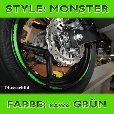 Productafbeelding van Velgrandstickers, Monster-design, Kawasaki-groen, 7 mm