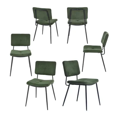 Produktbild von Meubles Cosy 6er-Set Esszimmerstühle aus grünem Stoff im Industrial-Stil – KAROMI