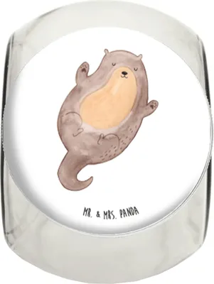 Produktbild von Mr. & Mrs. Panda Bonbonglas Otter Umarmen L 870ml - Weiß - Geschenk, Hallo, Vorratsdose, glücklich, Süßigkeitenglas, Teedose, Vorratsglas, Bonboniere, Kaffeedose