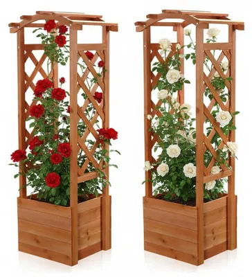 Immagine prodotto di Supporto per piante con arco per rose, composto da 2 pezzi, in legno, dimensioni 48x39x13 cm
