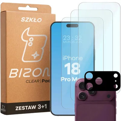 Produktbild von Gehärtetes Glas - 3 Stück + Kameraschutz für iPhone 18 Pro Max, Bizon Glass Clear Pack