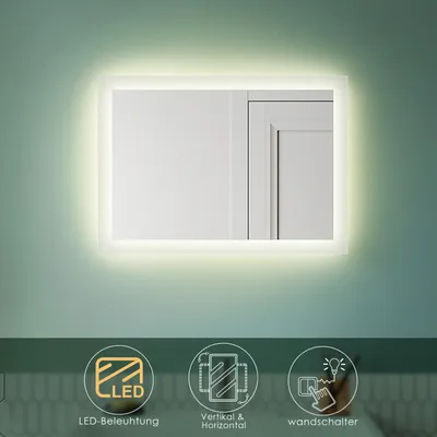 Obrázek produktu pro SONNI Koupelnové zrcadlo s LED osvětlením Koupelnové zrcadlo Nástěnné zrcadlo Světelné zrcadlo 50x70cm