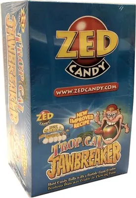 Produktbild von ZED Candy Tropical Jawbreaker, Tropische Bonbons mit Kaugummikern (40 x 5 Stk pro Box)