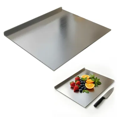 Edelstahl-Schneidebrett 40x30 cm, 2 mm dick, mit Rand