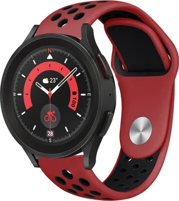 Produktbild von Strap-it Samsung Galaxy Watch 5 Pro Sportarmband (Rot/Schwarz)
