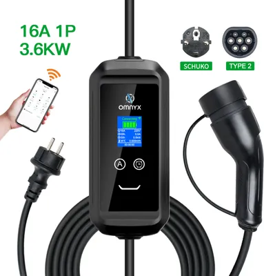 Produktbild von Reiseladestation für Elektrofahrzeuge für übliche Steckdose - 3,6 kW, Typ 2, Bluetooth, WLAN, 5m, mobile App